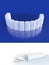 Close-up of white shiny chewing gums with reflections. Illustration dental care and beautiful smile teeth. Mock up of packaging