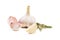 Close-up of a whole garlic and herbs, isolated on a white background. Garlic cloves and garlic bulb with rosemary.