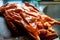 Close-up of whole golden tempting Cantonese roast duck