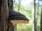 Close up Willow bracket fungus, Phellinus igniarius, also called fire sponge, is a major cause of white rot, selective