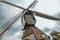 Close-up of windmill blades in a cloudy day at Kinderdijk.