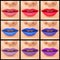 Close up of woman coloured lips collage