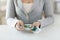 Close up of woman hands counting euro money