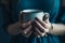 Close up of woman hands holding cup of coffee
