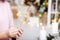 Close up of woman hands holding sparkler. New year party burning sparkler closeup in female hand. Christmas light