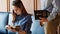 Close up woman holding Read and chant the Bible. A man standing with a close bible It is the belief of Christ to confess your sins