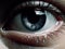 Close-up of the woman\\\'s blue eye. A perfect vision and reflection in the eye. View precise and straight to the target.