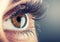 Close-up of woman\'s eye. macro beautiful female eye.New futuristic and technology concept