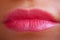 Close-up of woman\'s lips. Horizontal macro