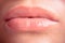 Close-up of woman\'s lips. Horizontal macro