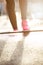 Close up of womanÂ´s sports shoes. Young woman running up stairs. Healthy lifestyle. Fitness sport. Cardio training