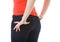 Close up of a woman\'s tight fitting jeans