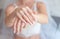 Close-up Woman showing her hands with beautiful manicure.Bride`s hands with a nice manicure.