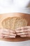 Close Up Of Woman Wearing Underwear Holding Slices Of Brown Bread
