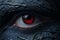 a close up of a womans eye with red eyes