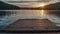 Close up of Wooden Dock at Sunset by the Lake