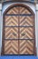 Close-up wooden door of a fantasy castle