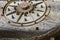 Close up of wooden machinery wheel