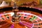 Close up of wooden roulette at the gambling house, selective focus