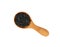Close up wooden spoon of black Hawaiian salt