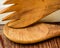 Close-up of Wooden Tongs spoon and fork