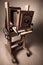 Close-up wooden vintage daguerreotype camera