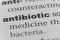 Close up of the word antibiotic