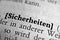 Close-up of a word in German dictionary with initial, definition and transcription