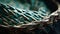 a close up of a woven basket with a blue background