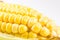 Close up of yellow fresh corn with water droped isolated on whi