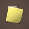 Close up of yellow note paper reminder on brown background