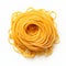 Close-up Yellow Spaghetti On White Surface - Multilayered, Raw, And Rustic