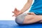 Close up of yoga Padmasana Lotus pose with Chin Mudra - psych