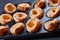 Close-up of Yorkshire puddings in a baking tray