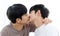 Close up of young asian homosexual, gay man couple kissing in happy moment, Lgbt asia boy, People diversity love lifestyle, LGBTQ