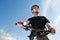 Close-up of a young biker