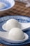 Close up of yuanxiao tangyuan in a bowl on gray table, food for Chinese Lantern Yuanxiao Festival