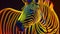 a close up of a zebra\\\'s head with neon colors