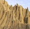 The close view of badland formations