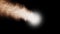 Close view of Big Meteor burning with an orange tail