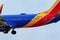 Close view of Boeing 737 operated by Southwest landing at Denver International Airport, Colorado