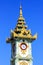 Close view of Clock tower at Mahamuni Pagoda complex in Mandalay