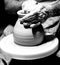 A close view of ctraftsman`s hands making a clay pot.
