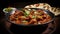 Close view of delectable rogan josh and naan plate