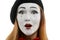 Close view on female mime