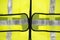 Close view of fluorescent yellow safety vest