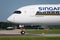 Close view of the front of a Singapore Airlines Airbus A350