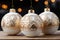 close view of a glass balls on a festive background of illumination, bokeh lights, Christmas decoration for New Year