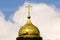 Close view of the the golden dome of an old monastery in Moscow