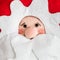 Close View of Handmade Felt Santa Claus Christmas Decoration